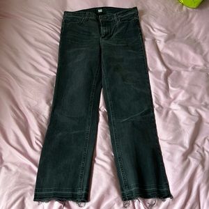 Paige Grey Black Cindy Raw Hem Straight Leg Jeans